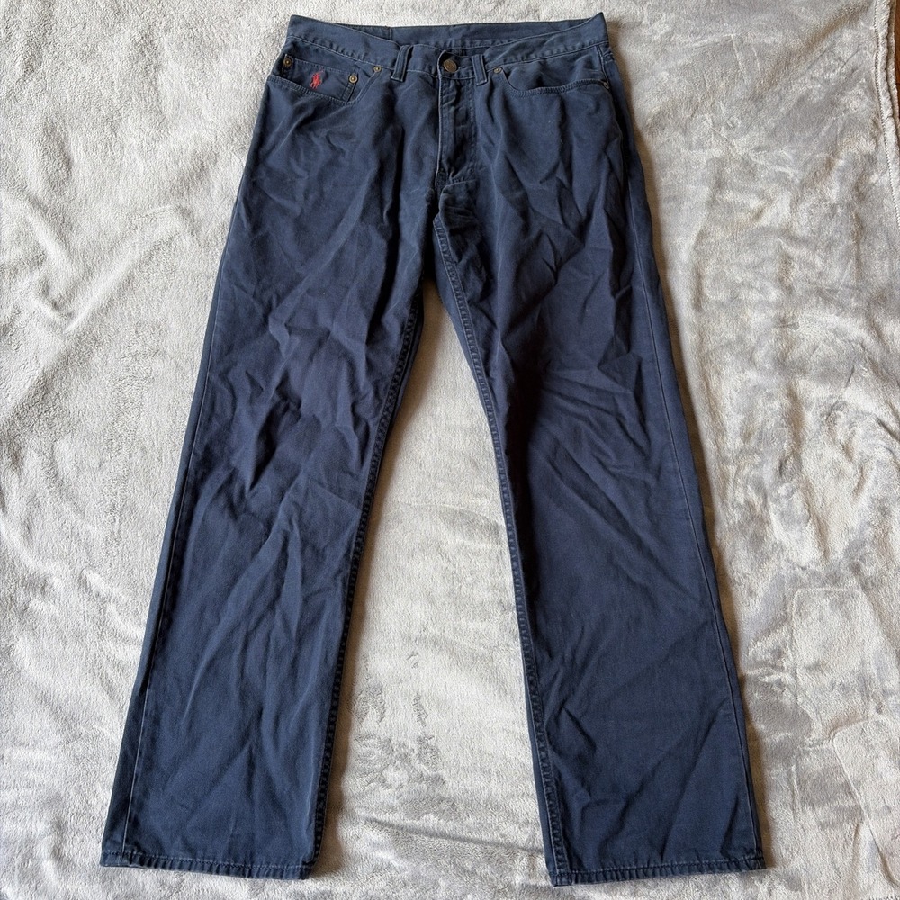 VTG Polo Ralph Lauren Pants Mens 33x30 Blue Cotton Chino Straight Five Pockets